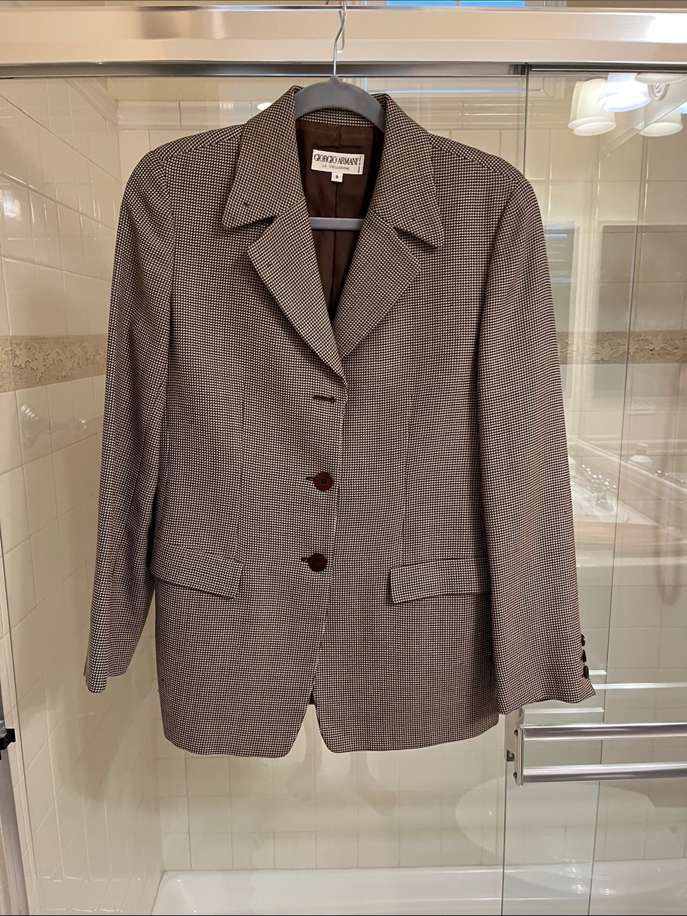 Giorgio Armani Women's Brown Houndstooth Blazer